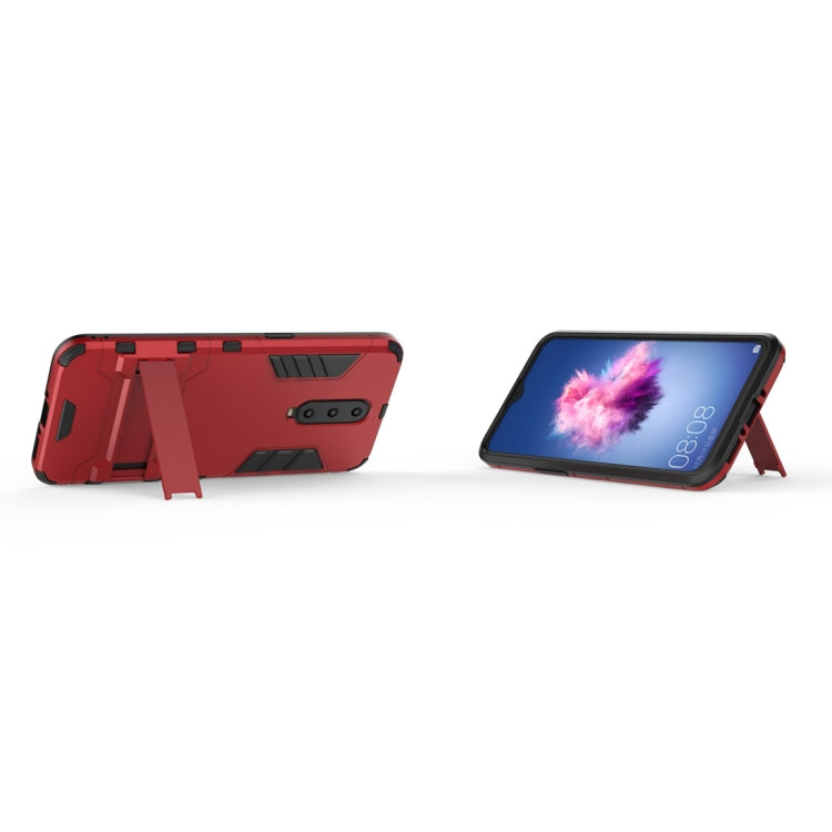 Shockproof PC + TPU Case for OPPO R17 Pro, with Holder (Red)