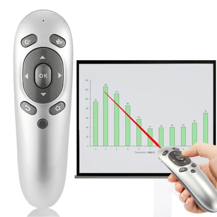 PR-07 2.4G Multifunctional 6-axis Gyro PC Wireless Presenter Remote Control PPT Presentation Air Mouse , Support Windows XP / Vista / Win7 / Win8 / Android 4.0 and Above Version , Effective Distance: 15m(Grey) - by PMC Jewellery | Online Shopping South Africa | PMC Jewellery | Buy Now Pay Later Mobicred