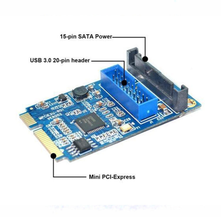 MINI PCI-E to USB 3.0 Front 19 Pin Desktop PC Expansion Card (Blue) - by PMC Jewellery | Online Shopping South Africa | PMC Jewellery | Buy Now Pay Later Mobicred