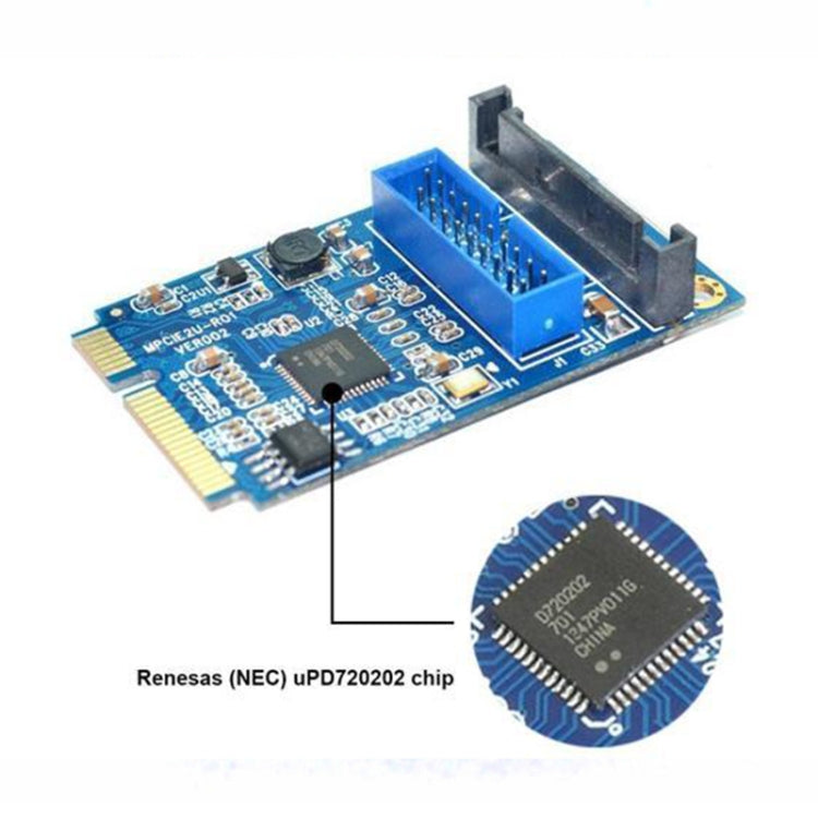 MINI PCI-E to USB 3.0 Front 19 Pin Desktop PC Expansion Card (Blue) - by PMC Jewellery | Online Shopping South Africa | PMC Jewellery | Buy Now Pay Later Mobicred