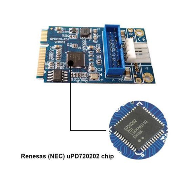 MINI PCI-E to USB 3.0 Front 19 Pin Desktop PC Expansion Card with 4 Pin Power Connection Port (Blue) - by PMC Jewellery | Online Shopping South Africa | PMC Jewellery | Buy Now Pay Later Mobicred