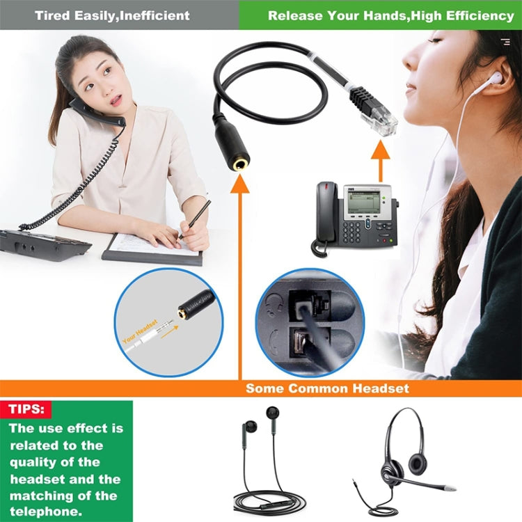 3.5mm Jack to RJ9 PC / Mobile Phones Headset to Office Phone Adapter Convertor Cable, Length: 32cm(Black) - Others by PMC Jewellery | Online Shopping South Africa | PMC Jewellery | Buy Now Pay Later Mobicred