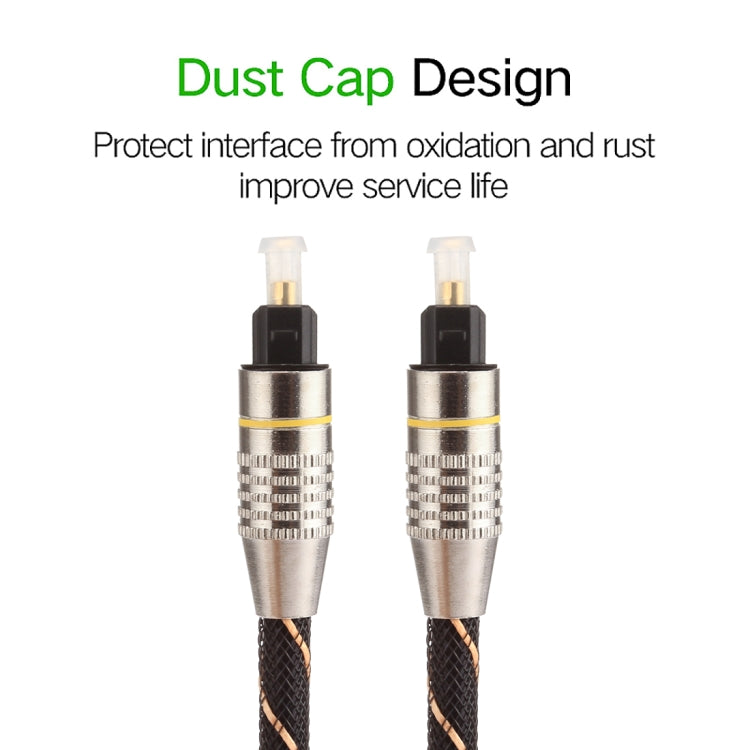 15m OD6.0mm Gold Plated Metal Head Woven Net Line Toslink Male to Male Digital Optical Audio Cable