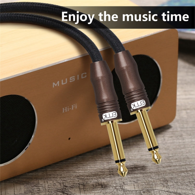 EMK 6.35mm Male to Male 3 Section Gold-plated Plug Cotton Braided Audio Cable for Guitar Amplifier Mixer, Length: 1.5m(Black) - free shipping - PMC TechLife - Order now!