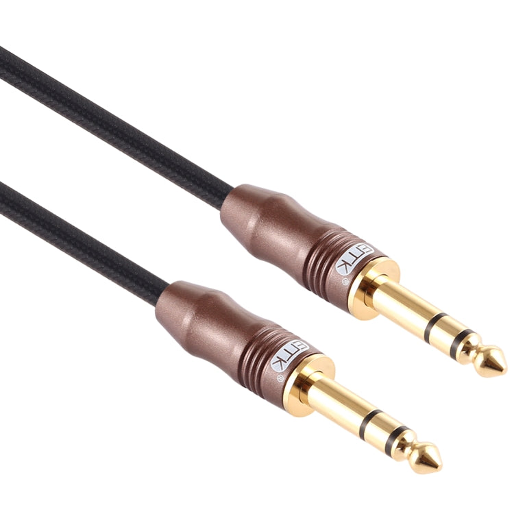 EMK 6.35mm Male to Male 4 Section Gold-plated Plug Cotton Braided Audio Cable for Guitar Amplifier Mixer, Length: 2m(Black)