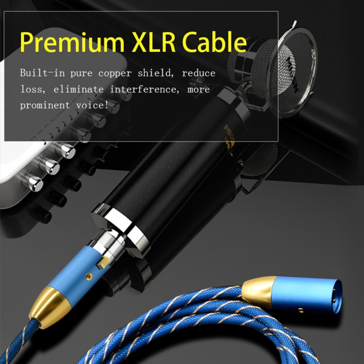 EMK XLR Male to Female Gold-plated Plug Grid Nylon Braided Cannon Audio Cable for XLR Jack Devices, Length: 2m(Blue) - Microphone Audio Cable & Connector by EMK | Online Shopping South Africa | PMC TechLife | Buy Now Pay Later Mobicred