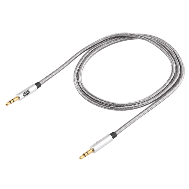 EMK 3.5mm Male to Male Gold-plated Plug Cotton Braided Audio Cable for Speaker / Notebooks / Headphone, Length: 1m(Grey)