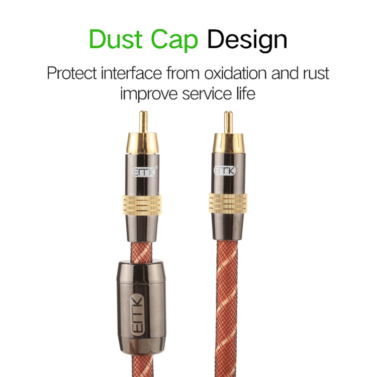 EMK TZ/A 3m OD8.0mm Gold Plated Metal Head RCA to RCA Plug Digital Coaxial Interconnect Cable Audio / Video RCA Cable