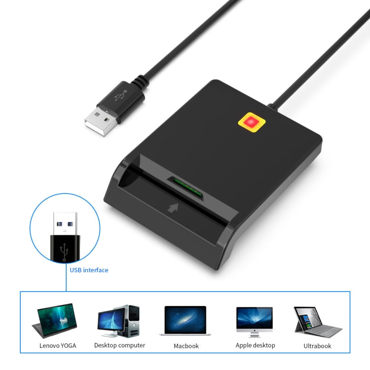 Rcoketek CR301 Smart CAC Card Reader USB 2.0 Bank Card SIM Card Tax Reader (Black) - by PMC Jewellery | Online Shopping South Africa | PMC Jewellery | Buy Now Pay Later Mobicred