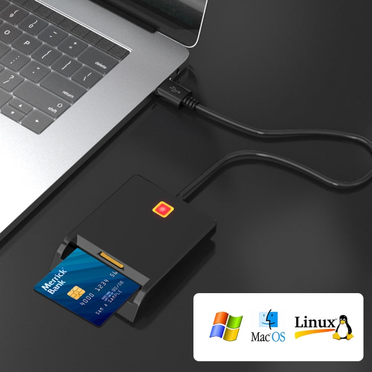 Rcoketek CR301 Smart CAC Card Reader USB 2.0 Bank Card SIM Card Tax Reader (Black) - by PMC Jewellery | Online Shopping South Africa | PMC Jewellery | Buy Now Pay Later Mobicred