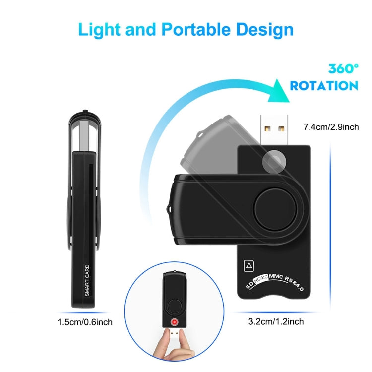 Rocketek CR310-B USB3.0 Multi-function IC Smart Card / SD / TF / SIM Card Reader - by ROCKETEK | Online Shopping South Africa | PMC Jewellery | Buy Now Pay Later Mobicred