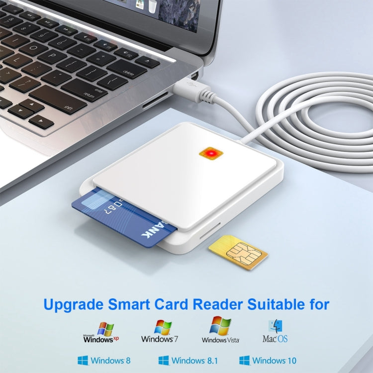 Rocketek CR317 USB 2.0 SIM / ID / CAC Smart Card 2 in 1 Card Reader (White) - by ROCKETEK | Online Shopping South Africa | PMC Jewellery | Buy Now Pay Later Mobicred