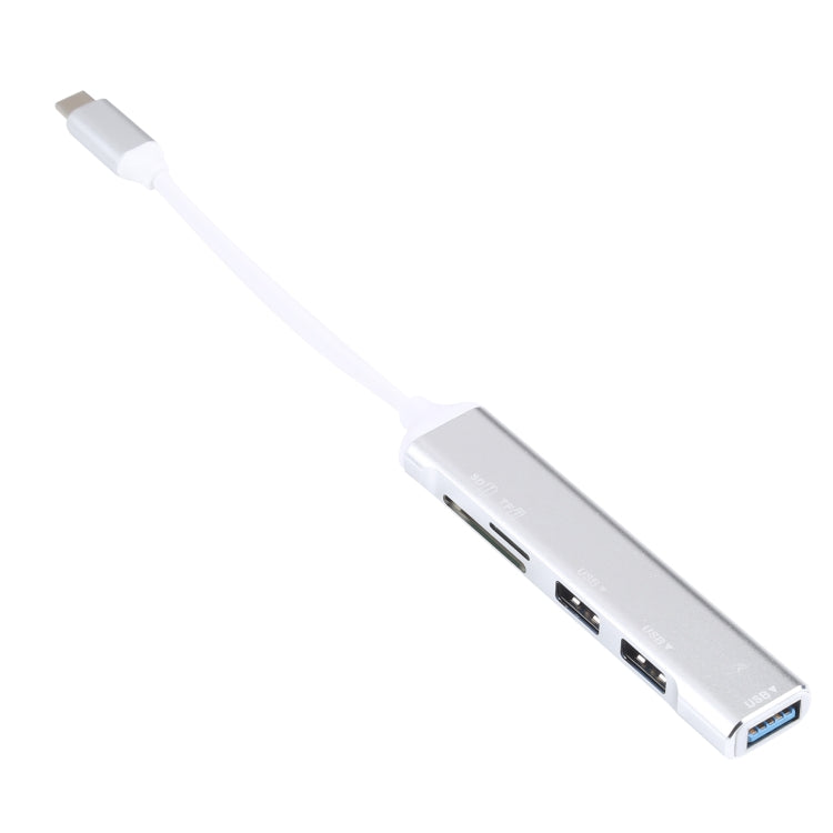 5 in 1 USB-C / Type-C 3.1 to SD / TF Card Slot + 3 USB 3.0 Ports Multifunctional Docking Station HUB (White)