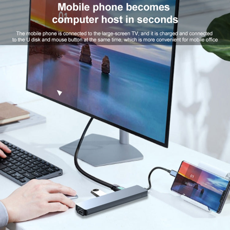 7 in 1 RJ45 + SD/TF + USB 3.0 x 2 + HDMI + PD to USB-C / Type-C HUB Adapter - USB HUB by PMC Jewellery | Online Shopping South Africa | PMC Jewellery | Buy Now Pay Later Mobicred