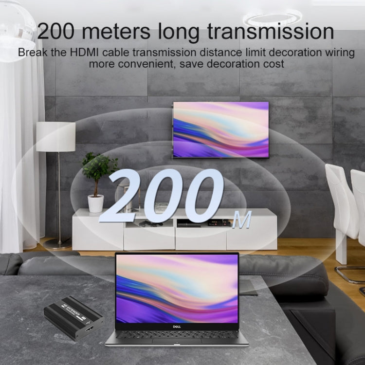 Measy ET1820 HDMI Extender Transmitter and Receiver Converter, POE Single Power Supply, Transmission Distance: 200m(US Plug) - free shipping - PMC Jewellery - Order now!