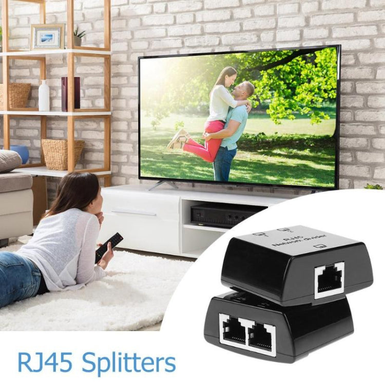 RJ45 to 2 x RJ45 Ethernet Network Coupler Thunder Lightning Protection (Black) - Network Hubs by PMC Jewellery | Online Shopping South Africa | PMC Jewellery | Buy Now Pay Later Mobicred