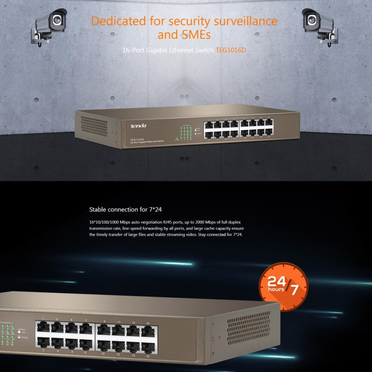 Tenda TEG1016D Desktop v6.0 16-Port Gigabit Ethernet Switch 6KV Lightning Protect - free shipping - PMC Jewellery - Order now!