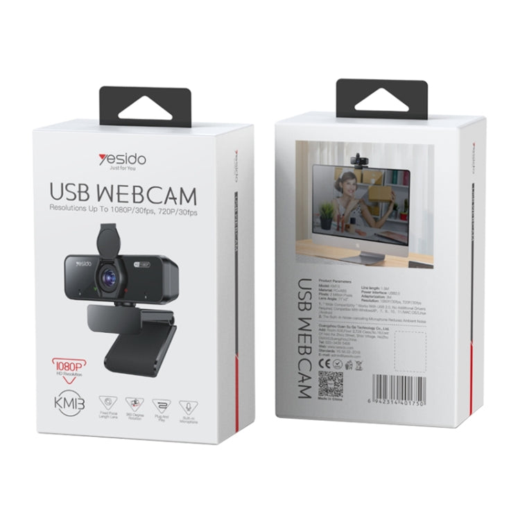 Yesido KM13 1080P 2.0MP USB Webcam, Cable Length 1.5m - free shipping - PMC Jewellery - Order now!