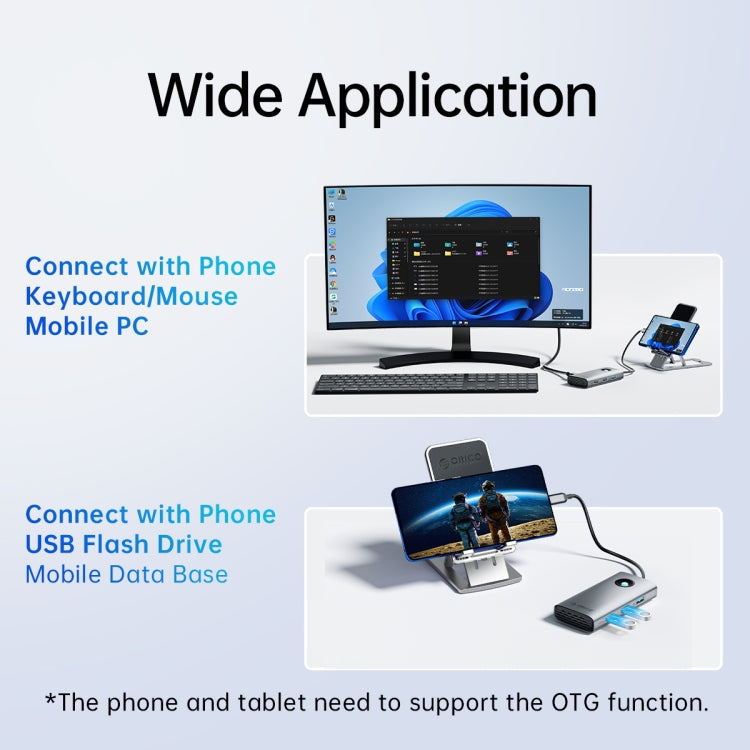 ORICO ORICO-PW11-6PCR R45 Type-C / USB-C 6-in-1 5Gbps Multifunction Docking Station (Dark Gray)