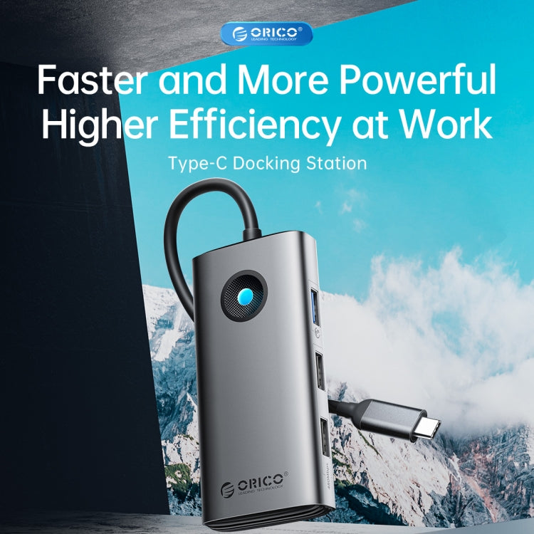 ORICO ORICO-PW11-6PCR R45 Type-C / USB-C 6-in-1 5Gbps Multifunction Docking Station (Dark Gray)