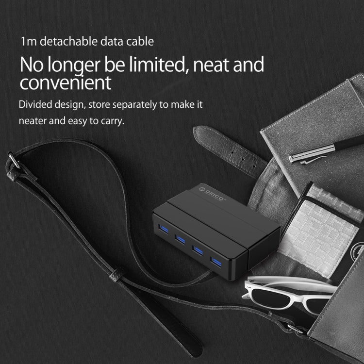 ORICO H4928-U3 ABS High Speed 4 Ports USB 3.0 HUB with 12V Power Adapter for Smartphones / Tablets(Black) - free shipping - PMC TechLife - Order now!
