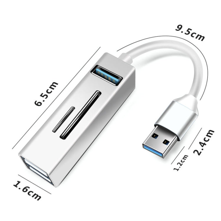 15101 5 in 1 USB3.0 to 3 x USB + SD / TF Card Reader HUB Adapter (Silver) - USB 3.0 HUB by PMC Jewellery | Online Shopping South Africa | PMC Jewellery | Buy Now Pay Later Mobicred