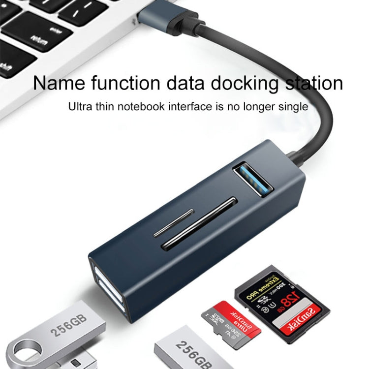 15101 5 in 1 USB3.0 to 3 x USB + SD / TF Card Reader HUB Adapter (Silver) - USB 3.0 HUB by PMC Jewellery | Online Shopping South Africa | PMC Jewellery | Buy Now Pay Later Mobicred