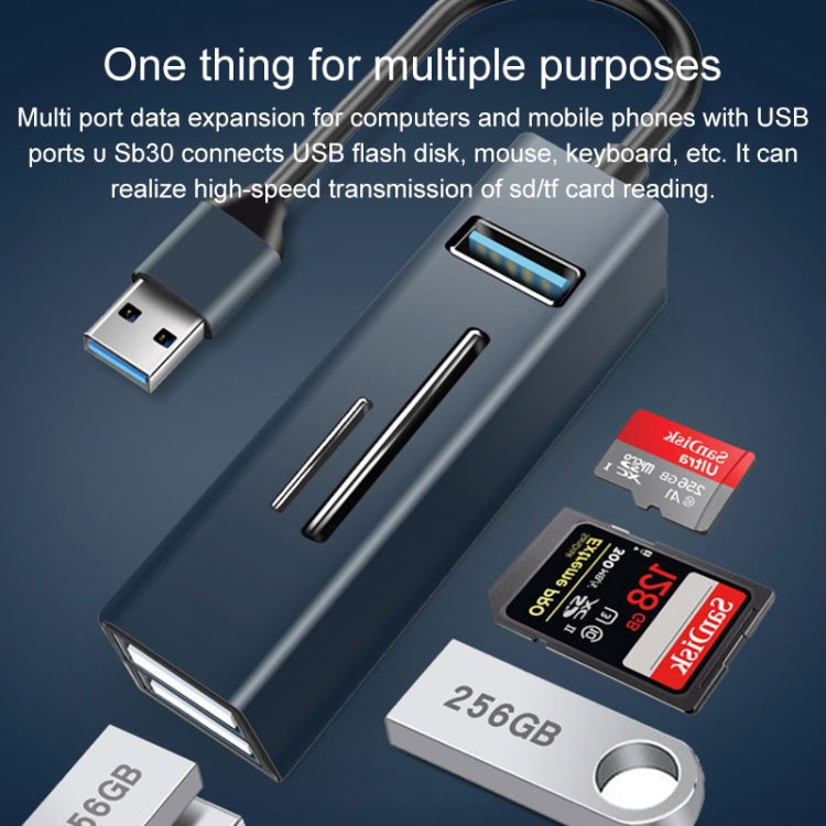 15101 5 in 1 USB3.0 to 3 x USB + SD / TF Card Reader HUB Adapter (Silver) - USB 3.0 HUB by PMC Jewellery | Online Shopping South Africa | PMC Jewellery | Buy Now Pay Later Mobicred
