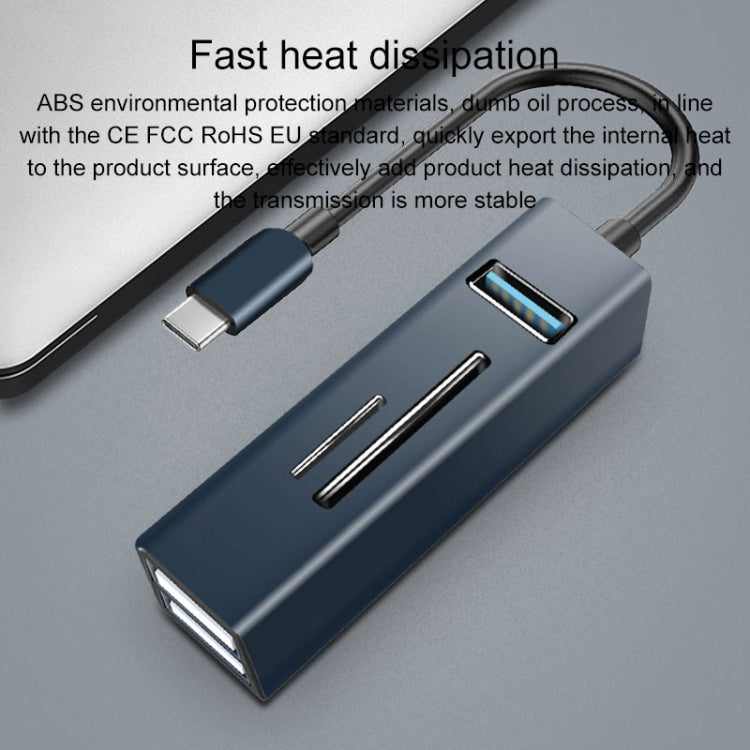 15101 5 in 1 USB3.0 to 3 x USB + SD / TF Card Reader HUB Adapter (Silver) - USB 3.0 HUB by PMC Jewellery | Online Shopping South Africa | PMC Jewellery | Buy Now Pay Later Mobicred
