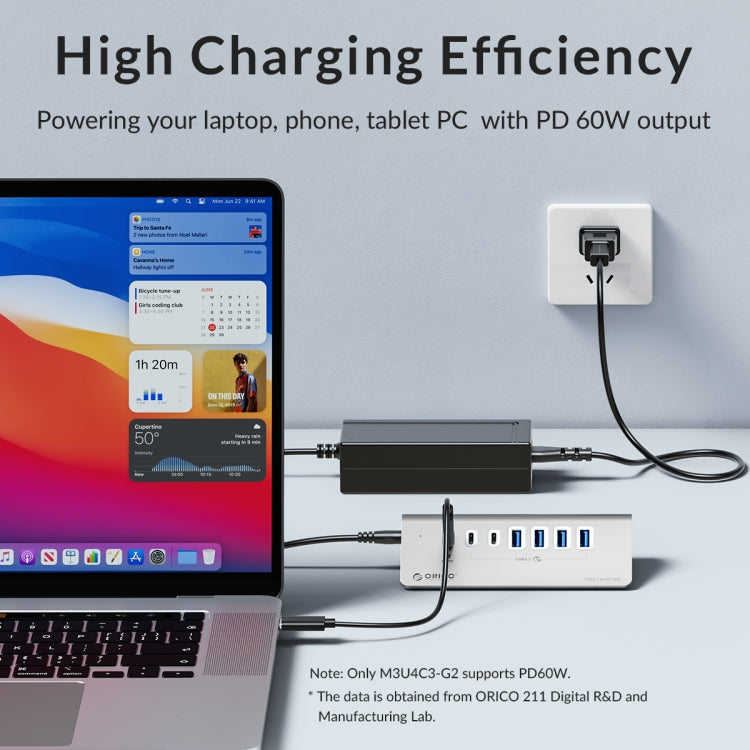 ORICO M3CU2 Aluminum Alloy 4-Port Type-C And USB 3.2 Gen2 10Gbps HUB(Silver)