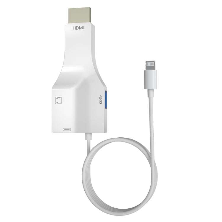 NK-1079 8 Pin to HDMI Male + USB Female + RJ45 Female Adapter Cable, Length:1m