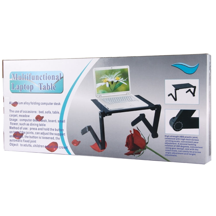 Portable 360 Degree Adjustable Foldable Aluminium Alloy Desk Stand with Mouse Pad for Laptop / Notebook, without CPU Fans(Black)
