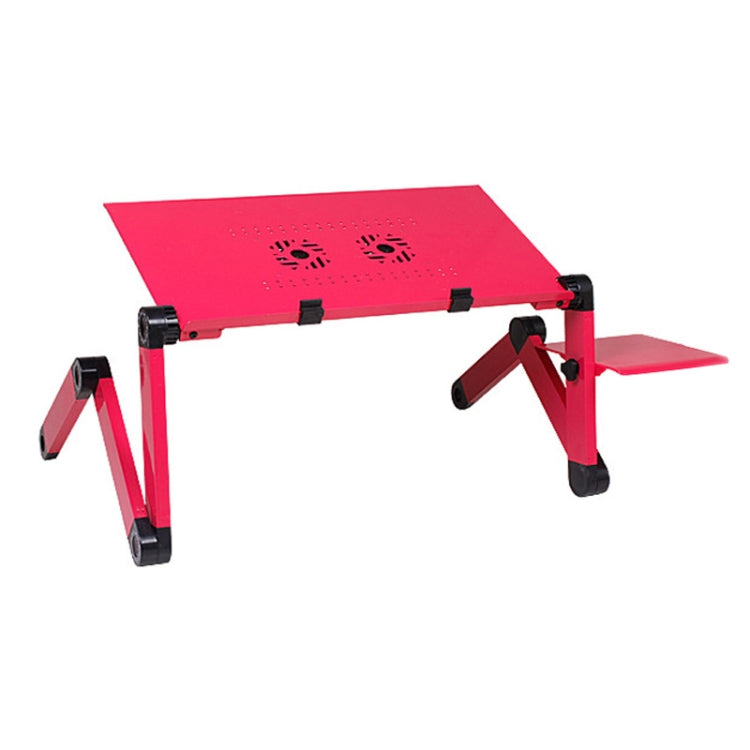 Portable 360 Degree Adjustable Foldable Aluminium Alloy Desk Stand with Double CPU Fans & Mouse Pad for Laptop / Notebook, Desk Size: 480mm x 260mm (Red)