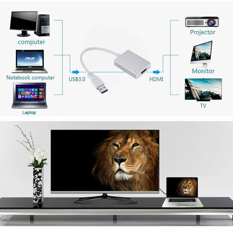 External Graphics Card Converter Cable USB3.0 to HDMI(Silver)