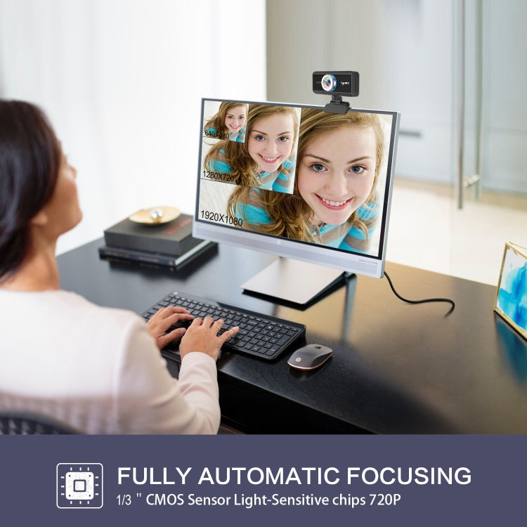 HXSJ S90 30fps 1 Megapixel 720P HD Webcam for Desktop / Laptop / Android TV, with 8m Sound Absorbing Microphone, Cable Length: 1.5m