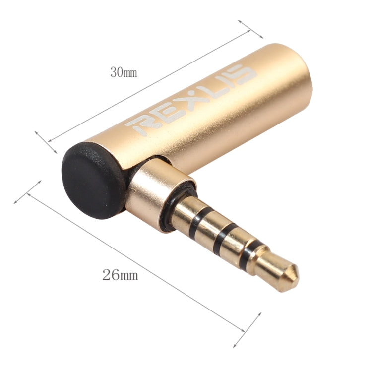 REXLIS BK3567 3.5mm Male + 3.5mm Female L-shaped 90 Degree Elbow Gold-plated Plug Gold Audio Interface Extension Adapter for 3.5mm Interface Devices, Support Earphones with Microphone - free shipping - PMC Jewellery - Order now!