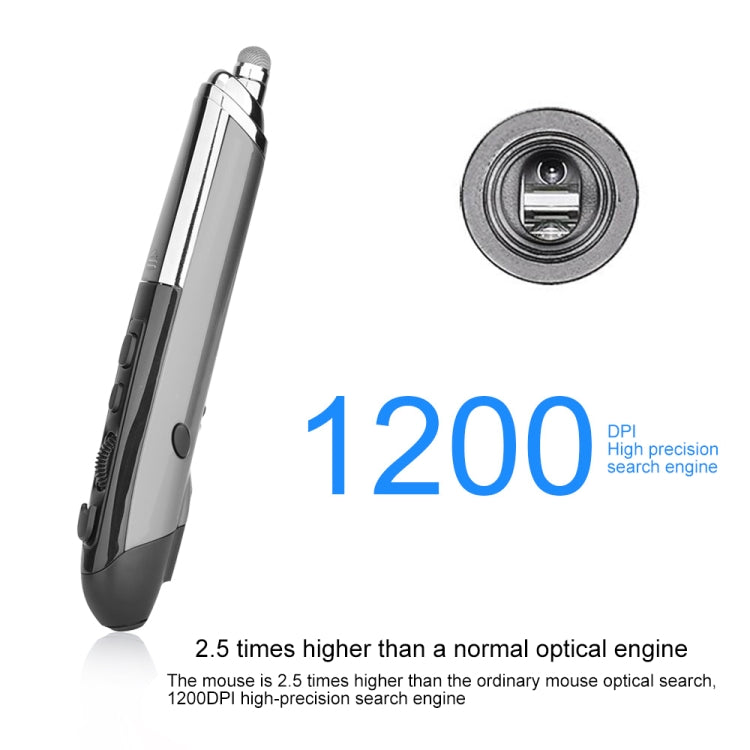 PR-08 6-keys Smart Wireless Optical Mouse with Stylus Pen & Laser Function (Grey)
