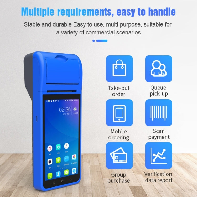 POS-6000 4G Version 1GB+8GB 58mm PDA Handheld 5.5 inch QR Code Android Smart POS Teminal Scanner Printer, US Plug