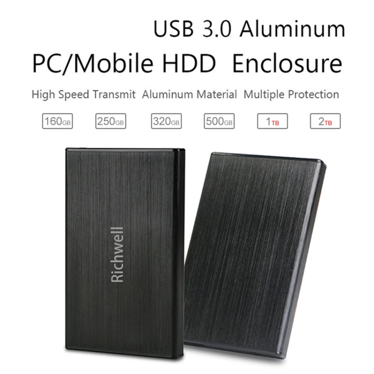 Richwell SATA R23-SATA-2TB 2TB 2.5 inch USB3.0 Interface Mobile Hard Disk Drive(Black) - free shipping - PMC Jewellery - Order now!