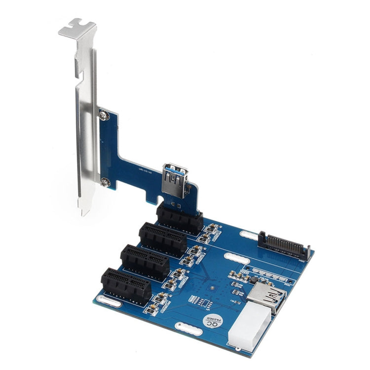 PCI-E to PCI-E Converter Card 1 to 4 1 X Express Card with 4 Ports PCI-E Slots - by PMC Jewellery | Online Shopping South Africa | PMC Jewellery | Buy Now Pay Later Mobicred