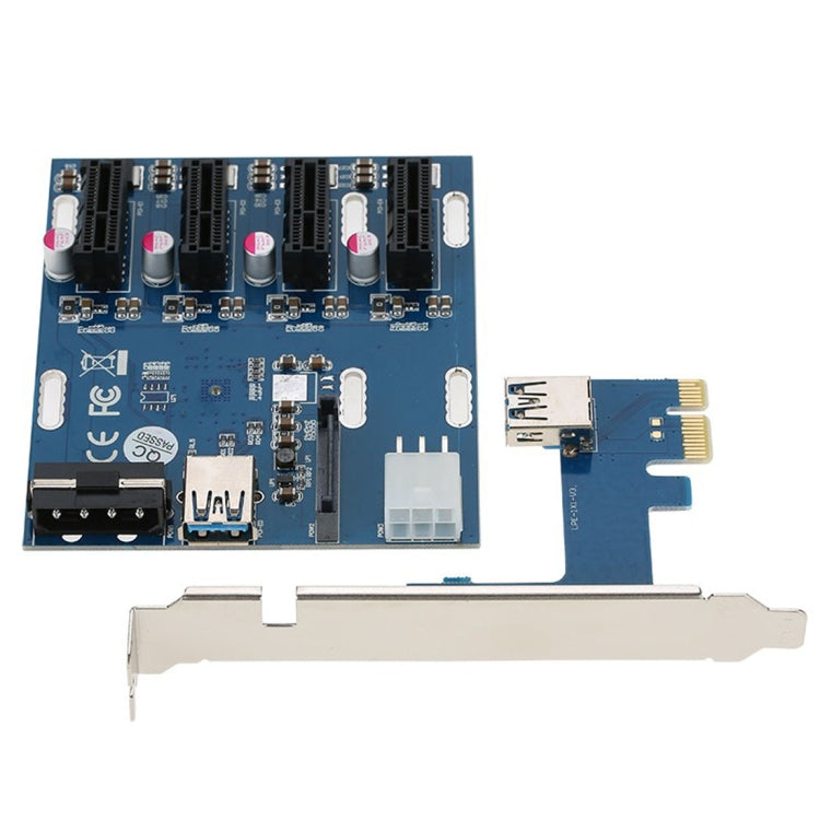 PCI-E to PCI-E Converter Card 1 to 4 1 X Express Card with 4 Ports PCI-E Slots - by PMC Jewellery | Online Shopping South Africa | PMC Jewellery | Buy Now Pay Later Mobicred