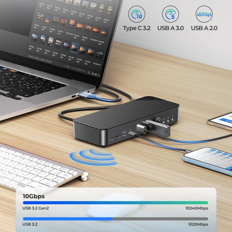 ORICO DKA20-BK-BP 10Gbps 20 in 1 Type-C 3.0 HUB Docking Station(EU Plug)