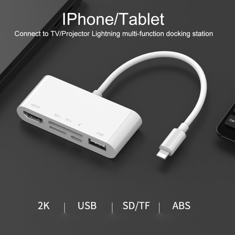 75215 5 in 1 8 Pin to HDMI + SD Card Slot + TF Card Slot + USB + 8 Pin Charging Port HD Video Converter