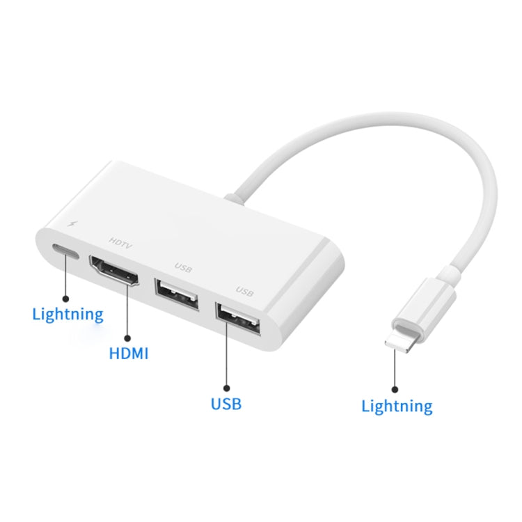 75216 4 in 1 8 Pin to HDMI + 8 Pin Charging + 2 USB Ports HD Video Converter