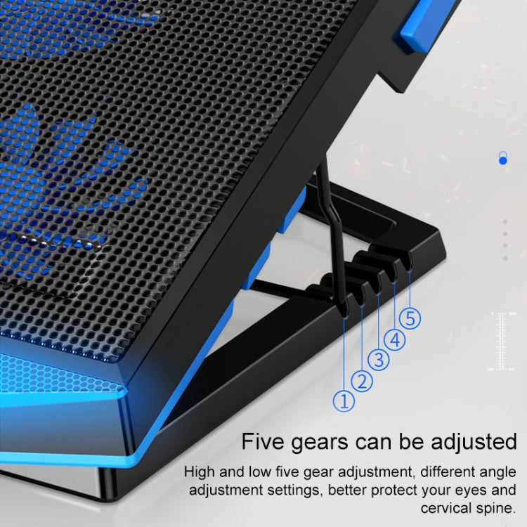 dual USB Ports Five-core Radiator Notebook Computer Holder (Blue)