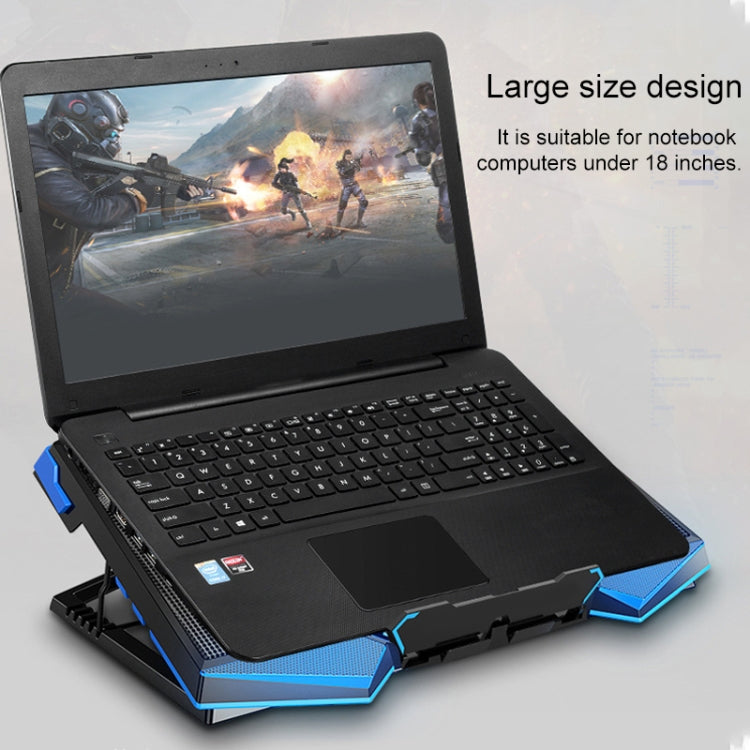 dual USB Ports Five-core Radiator Notebook Computer Holder (Blue)