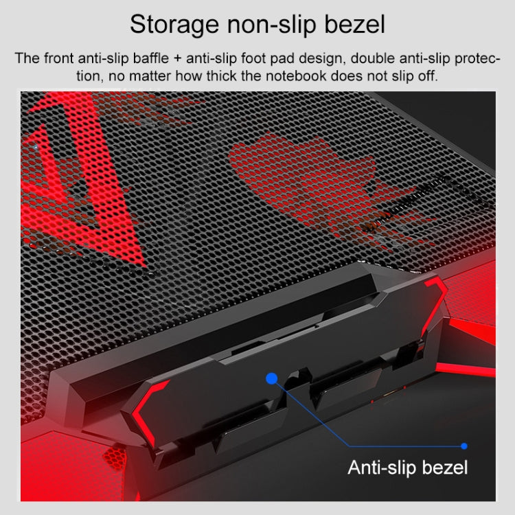 dual USB Ports Five-core Radiator Notebook Computer Holder (Red)
