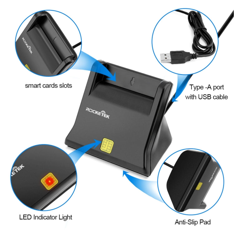 ROCKETEK SCR2 CAC ID SIM Chip Smart Card Reader - by ROCKETEK | Online Shopping South Africa | PMC Jewellery | Buy Now Pay Later Mobicred