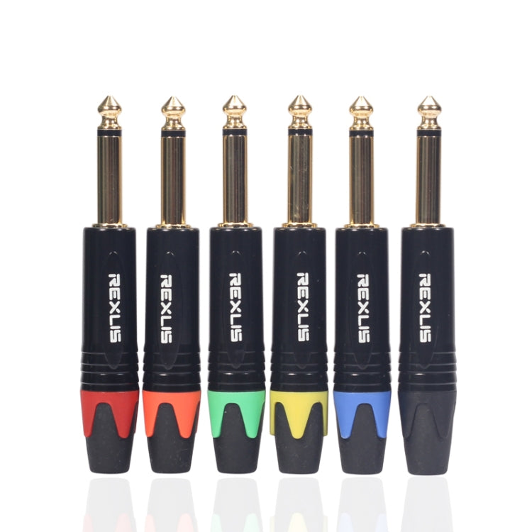 10 PCS TC202 6.35mm Gold-plated Mono Sound Welding Audio Adapter Plug(Yellow)