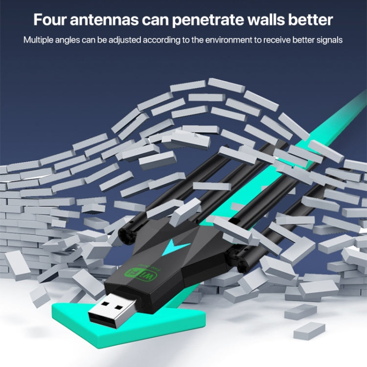 1300Mbps 5G Wireless Network Card Gigabit Dual Band Driver-free USB WiFi Receiver - USB Network Adapter by PMC Jewellery | Online Shopping South Africa | PMC Jewellery | Buy Now Pay Later Mobicred